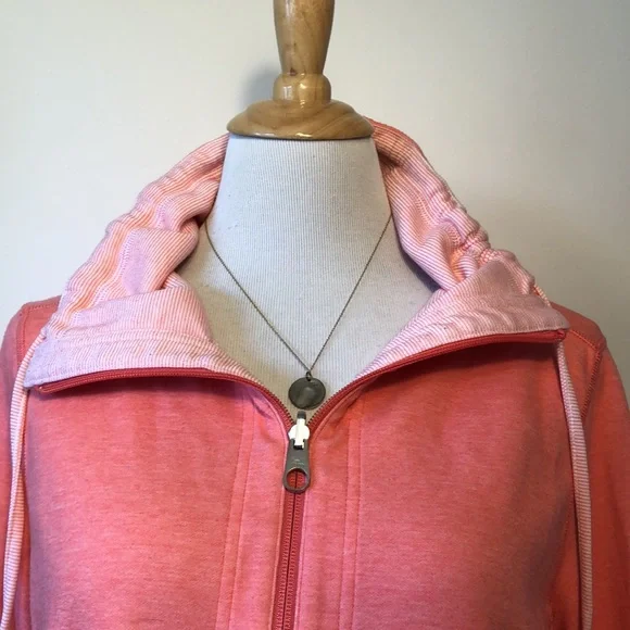 TOMMY BAHAMA Coral Pink Reversible Funnel Neck Zip Sweatshirt Jacket Top XL - Picture 3 of 13